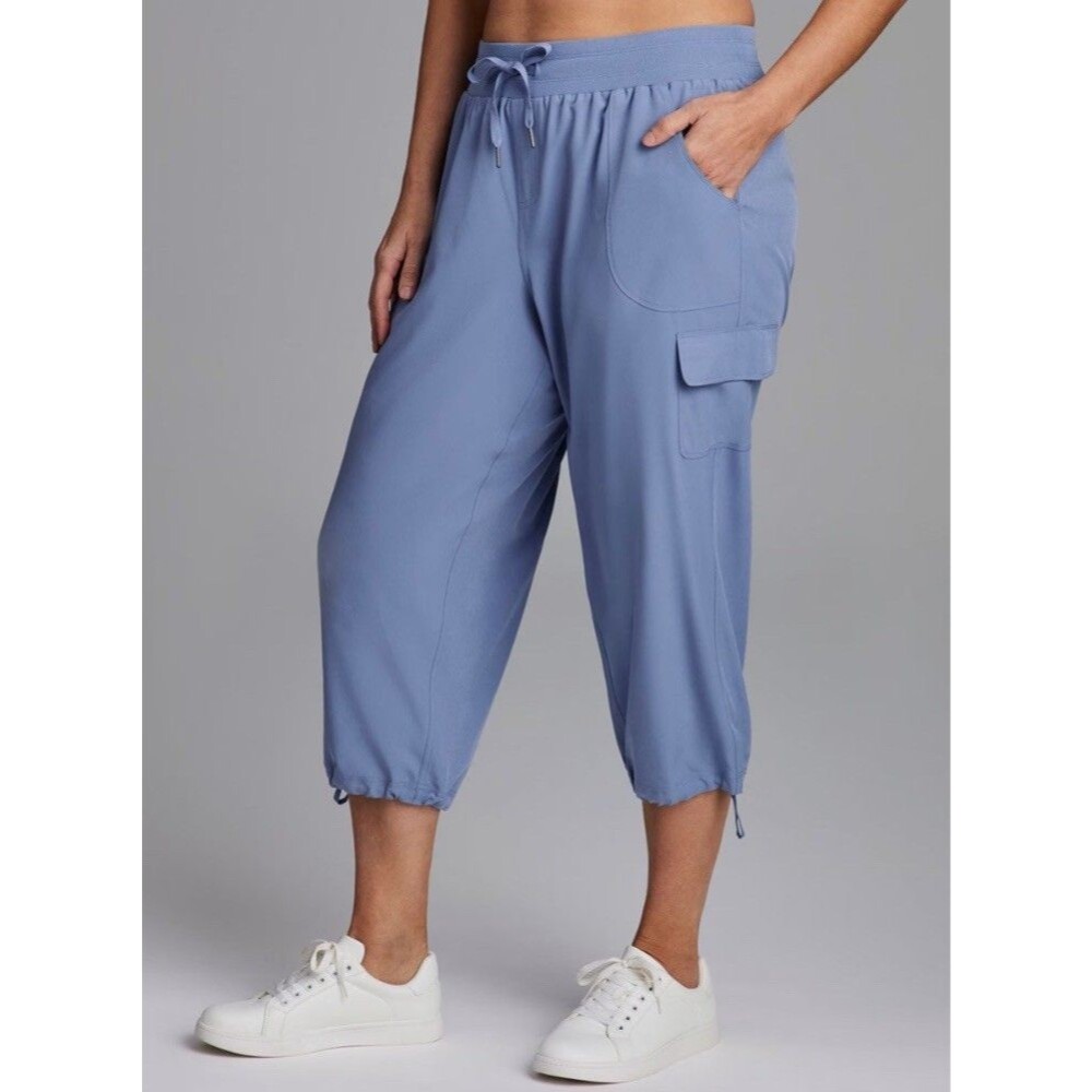 RBX Active City Stretch Anywhere Cargo Capri Blue New Large
